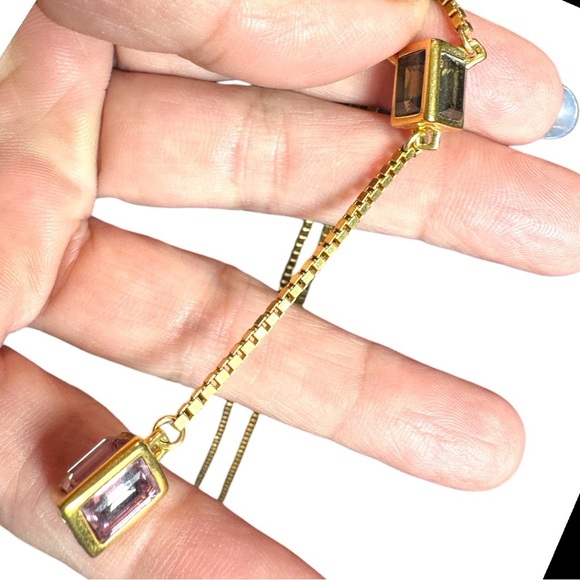 Swarovski Crystal Caged Smoky Quartz & Amethyst Y-Drop Necklace (EUC) - Picture 9 of 12